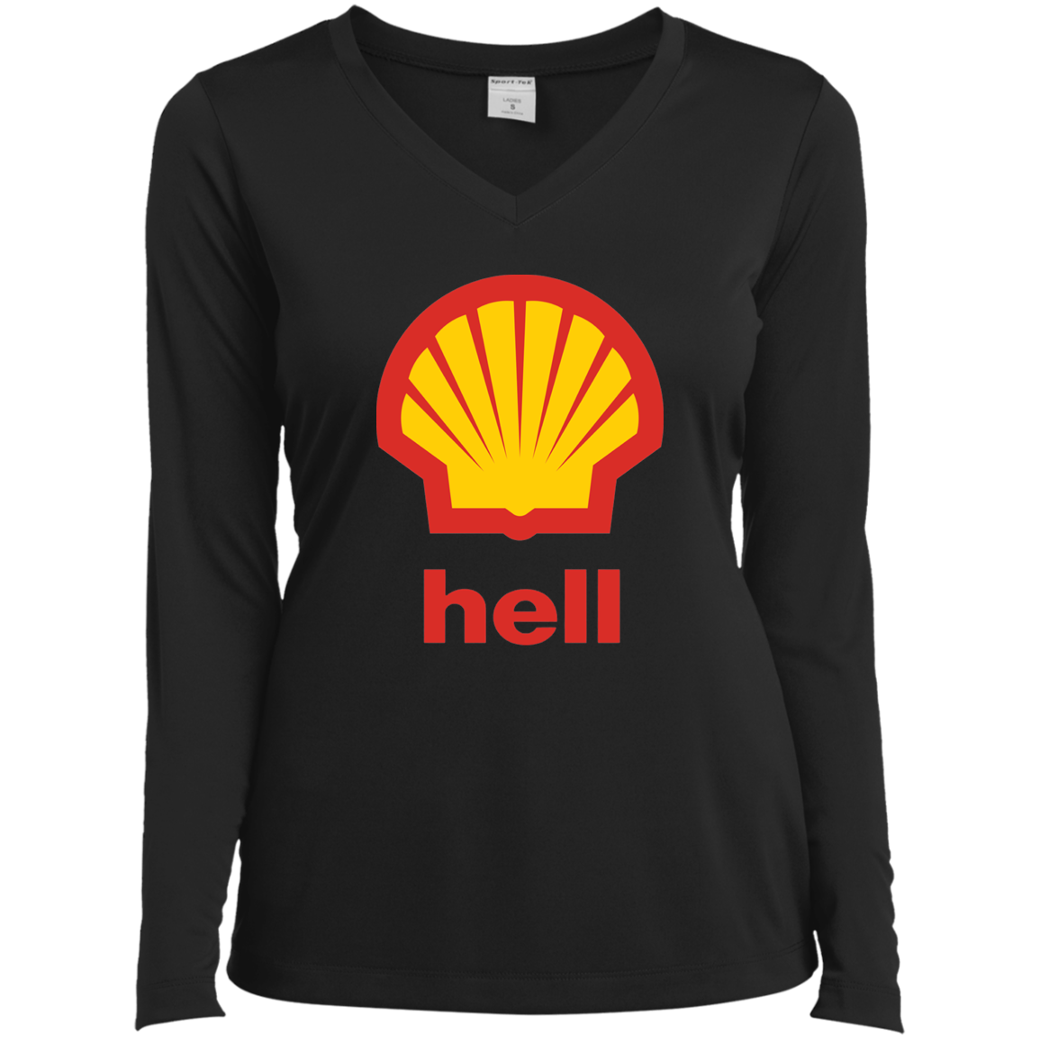"Gas Hell" Ladies’ Long Sleeve Performance V-Neck Tee