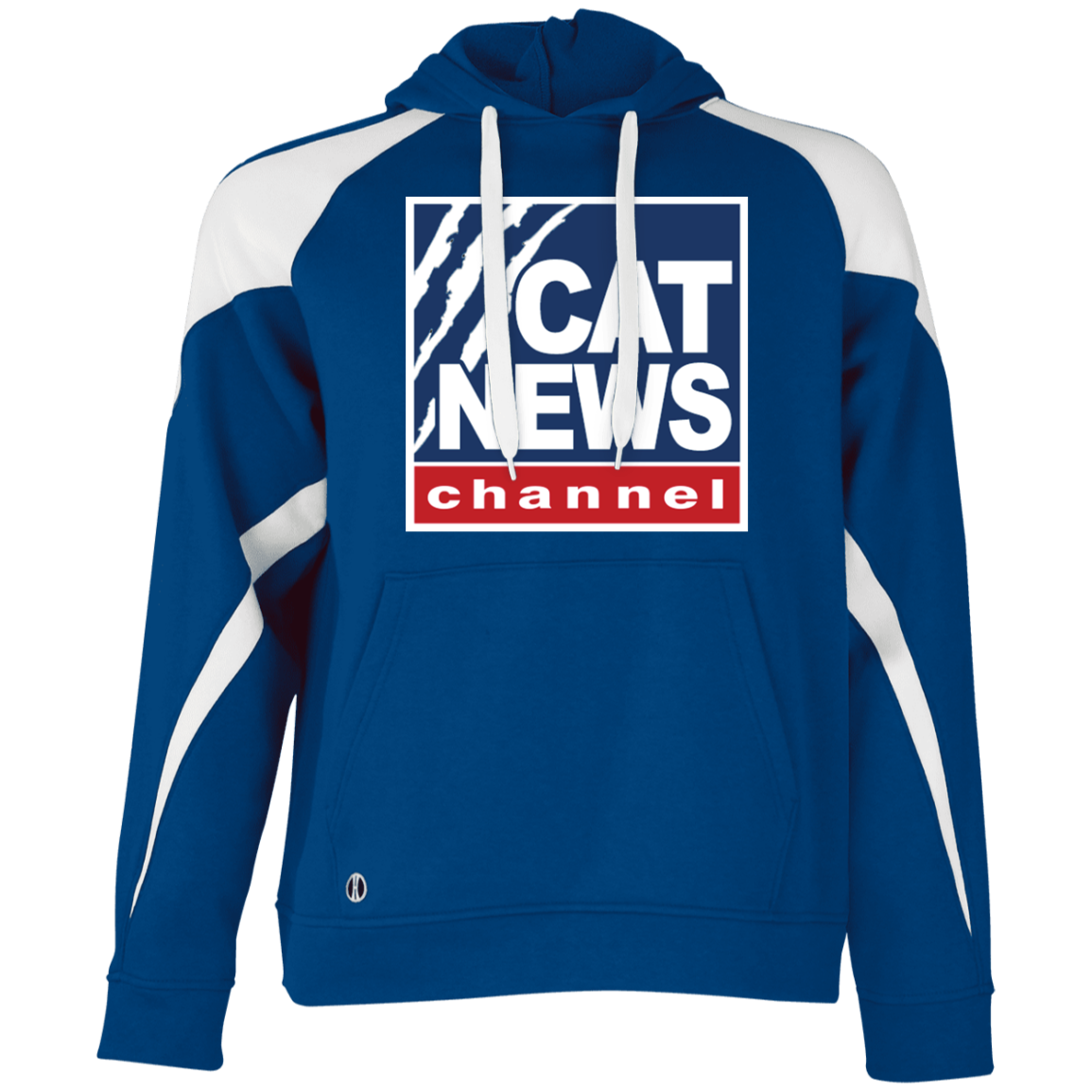 "Cat News" Athletic Colorblock Fleece Hoodie