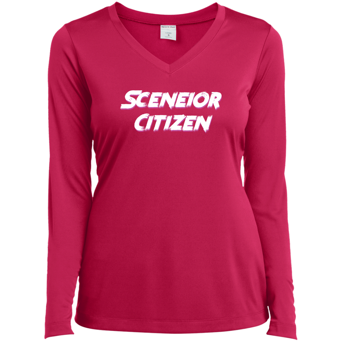 "Sceneior Citizen" Ladies’ Long Sleeve Performance V-Neck Tee
