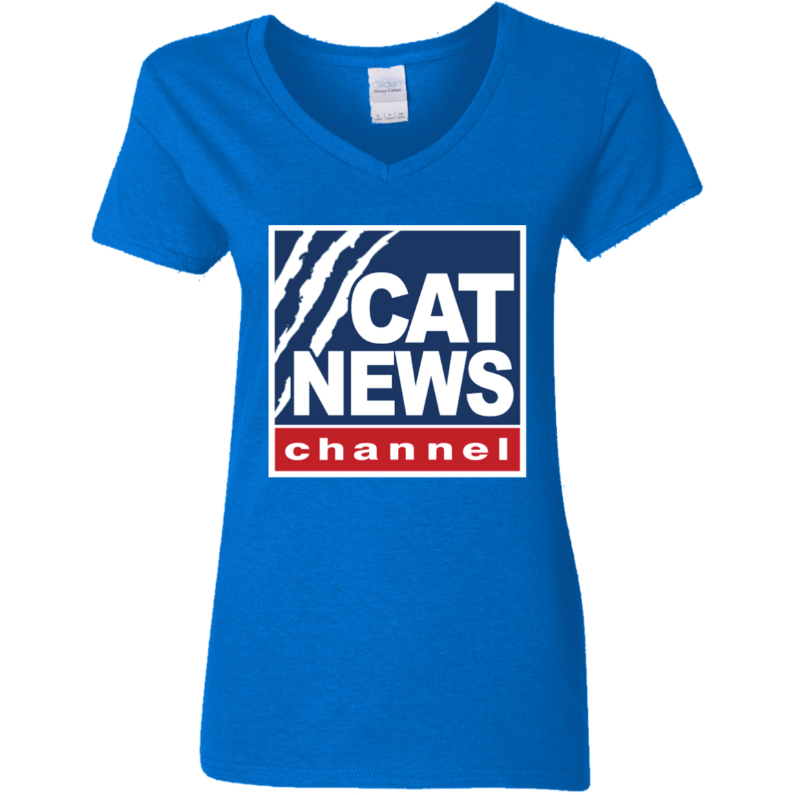"Cat News" Ladies' 5.3 oz. V-Neck T-Shirt