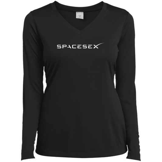 "SpaceseX" Ladies’ Long Sleeve Performance V-Neck Tee