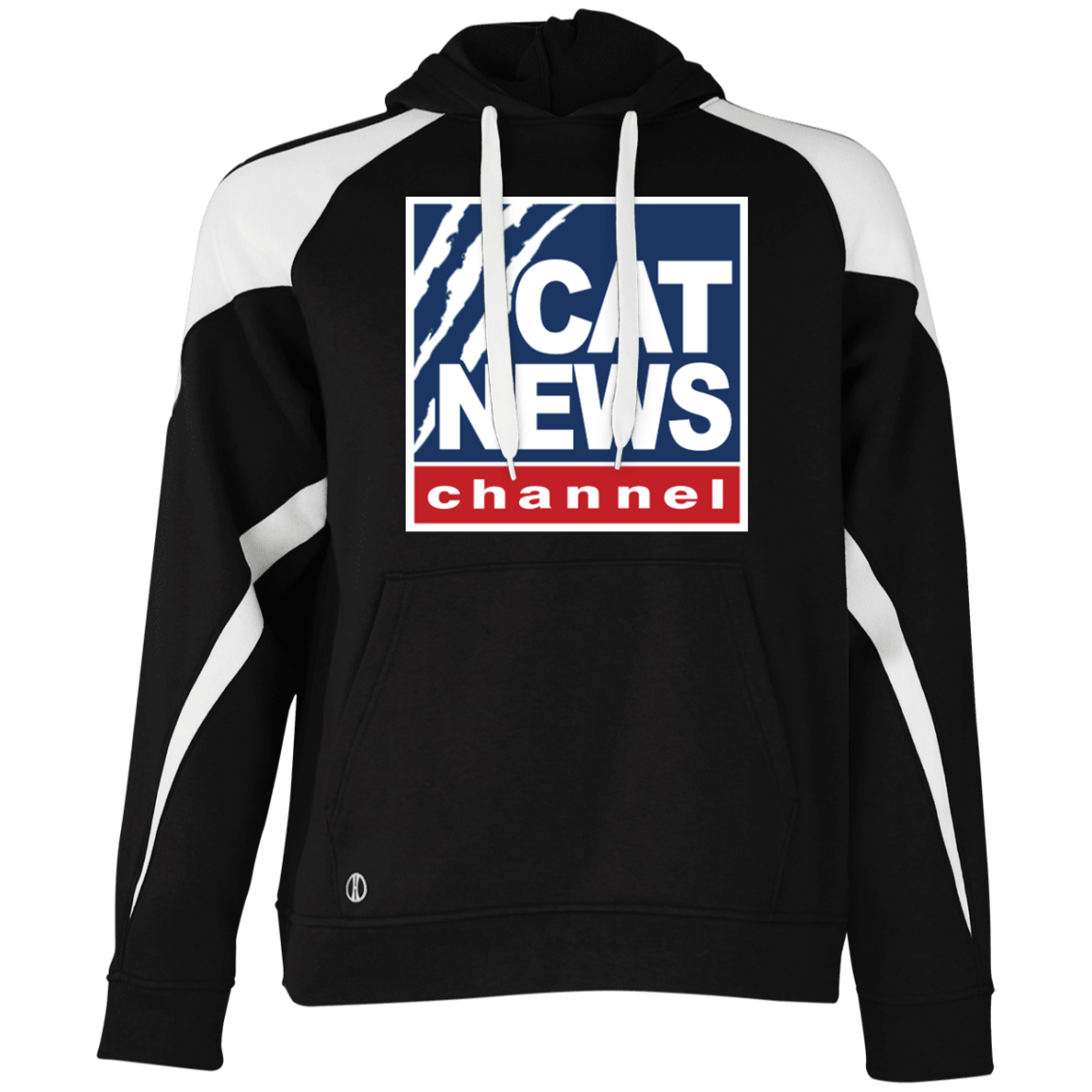 "Cat News" Athletic Colorblock Fleece Hoodie