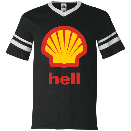 "Gas Hell" V-Neck Sleeve Stripe Jersey