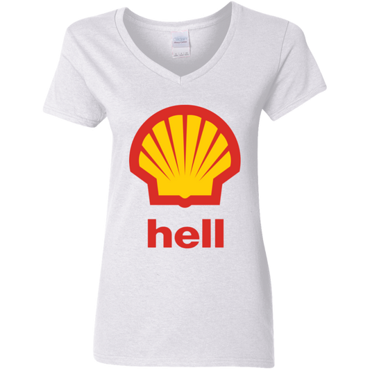 "Gas Hell" Ladies' 5.3 oz. V-Neck T-Shirt